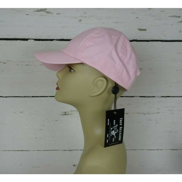 New True Religion Pink Baseball Cap Hat Crystal Horseshoe Logo Bling Minimalist - Picture 4 of 12